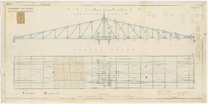 G-77-2 Calque op linnen van het zijaanzicht en plattegrond van de draaibrug van de brug over de Koningshaven, de ...