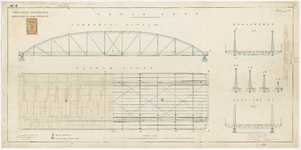 G-77-4 Calque op linnen van het aanzicht en de plattegrond langs AB van de vaste brug van de brug over de Koningshaven, ...