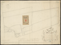 H-1-2 Twee plattegrondtekeningen van het kerkhof van Schoonderloo, benevens twee daarbij liggende woningen, met de ...