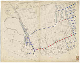 H-51 Gesteendrukte plattegrond van de gemeente Delfshaven, waarop aangegeven zijn de bestaande en de te leggen buizen ...
