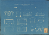 J-40 Tekening op blauw papier van de gebouwen voor van de Israëlitische Begraafplaats te Kralingen