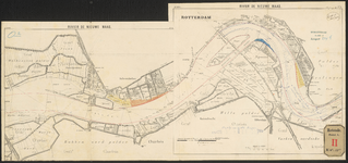 L-118a-2 Gesteendrukte tekening van een gedeelte der Nieuwe Maas, waarop van het Rijk over te nemen watervlakten zijn ...