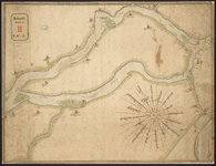 L-14 Een kaart van de loop van de rivieren de Merwede, de oude Maas, en de Dordtsche Kil. Getekend vanaf Dordrecht tot ...