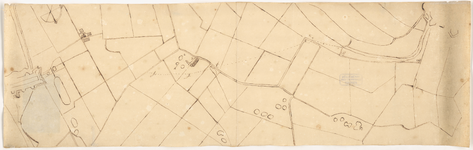 L-43-1 Vier stuks getekende en gekleurde kaarten van een ontwerp verbinding van de Maas met de Haringvliet, dwars door ...