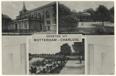 PBK-1108 Prentbriefkaart met 3 verschillende afbeeldingen van Oud-Charlois, voorstellende,1. Kerk aan de Charloisse ...