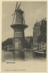 PBK-1416 Gezicht op de Coolsingel met korenmolen De Hoop, tot het jaar 1911 was de naam De Roomolen en in 1920 werd de ...