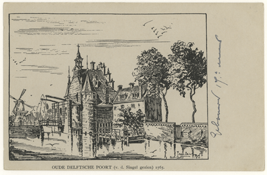 PBK-1697 Gezicht op de Sint Joris- of Delftse Poort aan de Coolsingel, uit het westen.