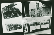 PBK-1983-180 Fotokaart met 4 afbeeldngen betreffende openbaar vervoer. Van links naar rechts:-1 Autobussen van de ...