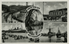 PBK-1987-572 Prentbriefkaart met 5 verschillende afbeeldingen. Van boven naar beneden:-1 Maasbruggen.-2 Fransch Kerkje ...