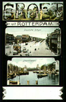 PBK-1987-72 Prentbriefkaart met twee verschillende afbeeldingen.Boven: Goudsesingel bij de Jonker Fransstraat.Onder: ...