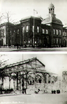 PBK-1988-184 Prentbriefkaart met 2 afbeeldingen, voor en na het bombardement van 14 mei 1940.Het Beursgebouw aan het ...