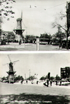 PBK-1988-187 Twee afbeeldingen van het Oostplein met molen De Noord. Voor en na het bombardement van 14 mei 1940.