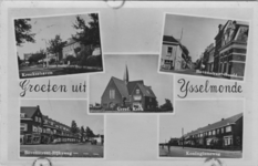 PBK-1989-556 Fotokaart met 5 verschillende afbeeldingen van IJsselmonde. Van boven naar beneden:-1 Kreeksehaven.-2 ...