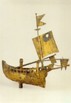 PBK-1991-184 Een verguld metalen windwijzer in de vorm van een haringbuis uit de verzameling van het Historisch Museum ...