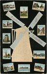 PBK-1993-323 Prentbriefkaart met 11 verschillende stads- en riviergezichten rond een windmolen. Met de klok ...