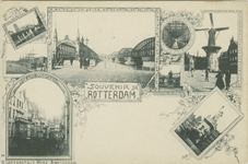 PBK-1993-714 Prentbriefkaart met 8 verschillende afbeeldingen van stads- en havengezichten.Kolk, Boompjes, Willemsbrug ...