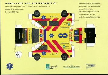 PBK-2002-141 Reclame voor de ambulances van de GGD Rotterdam en omstreken.