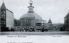 PBK-257 Gezicht op het Circus-Variété, dat tegenover het station Delftse Poort aan het Stationsplein lag.