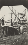PBK-2726 Overslag van graan en hijskranen bij een vrachtschip langs de kade van de Merwehaven bij het bedrijf ...