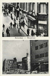 PBK-3151 Twee afbeeldingen op één prentbriefkaart. Boven: Warenhuis Vroom en Dreesman op de hoek van de Hoogstraat en ...