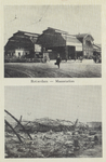 PBK-5075 Twee afbeeldingen van het Maasstation op een prentbriefkaart. Boven: De ingang van het Maasstation aan de ...