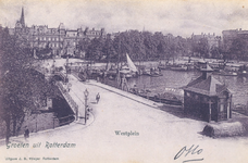 PBK-7239 De Westerbrug met rechts de Veerhaven en links de Westerhaven. Op de achtergrond het Westplein vanuit het zuiden.