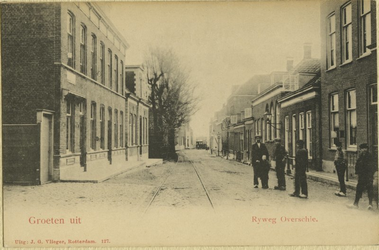 PBK-8278 Rotterdamse Rijweg met links het postkantoor. Op de achtergrond een paardentram van de R.T.M. die van 1890 tot ...