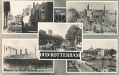 PBK-8891 Oud-Rotterdam. Toesteiger, Coolsingel, Kolkkade, s.s. Statendam H.A.L., Leuvehaven.