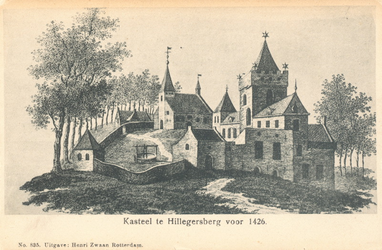 PBK-9634 Gezicht op het kasteel, het zogenaamde Reuzenhuis en de kerk aan de Kerkstraat te Hillegersberg.