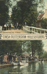 PBK-9683 Prentbriefkaart met twee verschillende afbeeldingen van Hillegersberg.Boven: Straatweg, even voor de bocht van ...