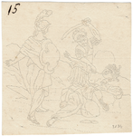 1976-3134 Tegelspons met voorstelling uit de Griekse mythologie [Metamorphosen van Ovidius]: Perseus onthooft Medusa. ...