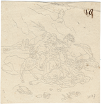1976-3137 Tegelspons met voorstelling uit de Griekse mythologie [Metamorphosen van Ovidius, VI 117]: Neptunus als een ...