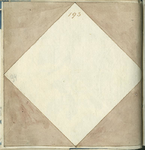 1976-3195-94 Tegelvoorbeeld met tekeningen uit het modellenboekje voor tegels: vierkant; gepenseelde ruit.