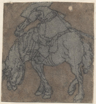1976-3242 Tegelvoorbeeld met een voorstelling van een ruiter naar links op een grazend paard