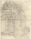1976-3345 Tegelvoorbeeld met voorstelling van een monnik behorend tot de orde van St. Basil in een lang gewaad, baret ...
