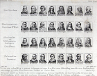 M-639 Portret van Desiderius Erasmus, humanist, linksonder met nog 31 andere portretten van o.a. stadhouders en geleerden.