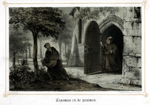 M-678-NB-A Portret van Desiderius Erasmus, humanist. Erasmus als jonge monnik, betrapt op het stelen van pruimen.