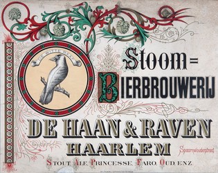 XI-0000-0077 Stoom Bierbrouwerij De Haan & Raven Haarlem. Stout, Ale Princesse, Faro, Oud enz. Witte Raaf.