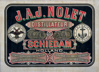 XI-0000-0114 J.A.J. Nolet. Distillateur Schiedam Holland. Echte Schiedamsche Jenever Genièvre Véritable de Hollande. ...