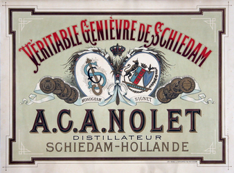 XI-0000-0116 Véritable Genièvre de Schiedam A.C.A. Nolet Distillateur Schiedam Hollande.