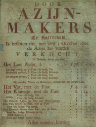 XX-1967-0637 Door azijn-makers te Rotterdam is besloten dat, met den 1 October 1822, de azijn zal worden verkocht: (De ...