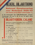 2008-3620 Kampioenschappen biljarten, Nederl. Biljartbond Nationaal Kampioenschap voor Nederland 1939-'40 1ste klasse ...