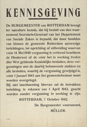 827-a61 Kennisgeving De burgemeester van Rotterdam brengt ter openbare kennis, dat bij besluit van den waarnemend ...