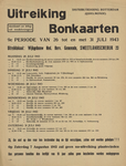 828-a33a Distributiekring Rotterdam uitreiking Bonkaarten 9e periode van 26 tot en met 31 juli 1943