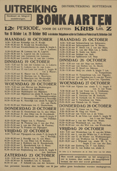 828-a38a Distributiekring Rotterdam uitreiking bonkaarten 12e periode, voor de letters A tot en met Krist van 18 ...
