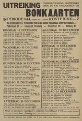 828-a40 Distributiekring Rotterdam uitreiking bonkaarten 1e periode 1944, voor de letters Kostering t.m. Z van 14 ...