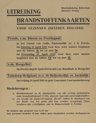 828-a44 Distributiekring Rotterdam uitreiking brandstoffenkaarten voor gezinnen (seizoen 1944-1945) Pernis, v.m. Rhoon ...