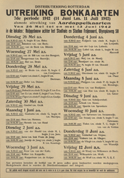 828-a8 Distributiekring Rotterdam uitreiking bonkaarten 7de periode 1942 14 juni tot en met 11 juli 1942 alsmede ...