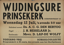 AF-10119 Kerkdienst, wijdingsure Prinsekerk woensag 12 juli 1944, inleidend woord Ds. A.C.G. den Hertog orgel J.H. ...