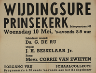 AF-10124 Kerkdienst wijdingsure Prinsekerk Schepenstraat 67, woensdag 10 mei 1944 inleidend woord: Ds. G. de Ru, orgel: ...